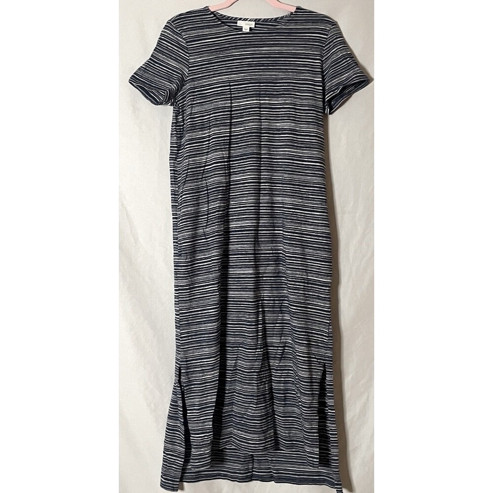 Pure Jill Maxi Dress Size Small Blue Striped Short Sleeve Modal Travel Tshirt
